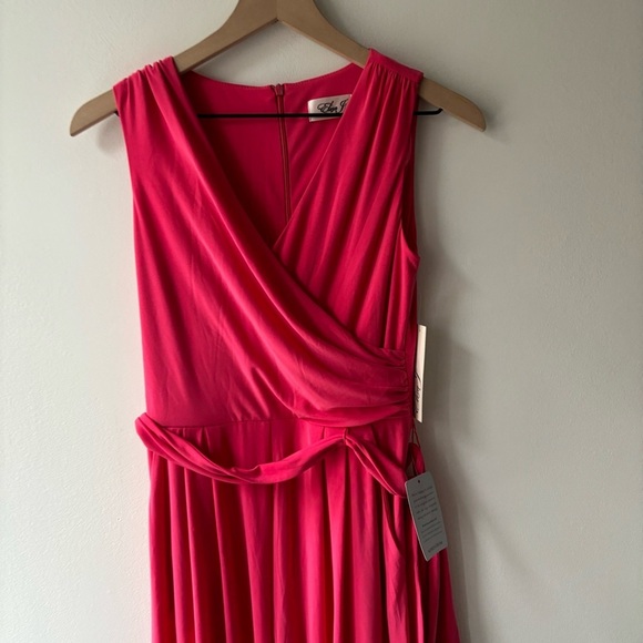 Eliza J Faux Wrap Wide Leg Jumpsuit In Strawberry XS NWT - Picture 5 of 9